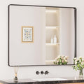 Keonjinn Black Bathroom Mirror for Over Sink, 42 x 36 Inch Large Rounded by Keonjinn