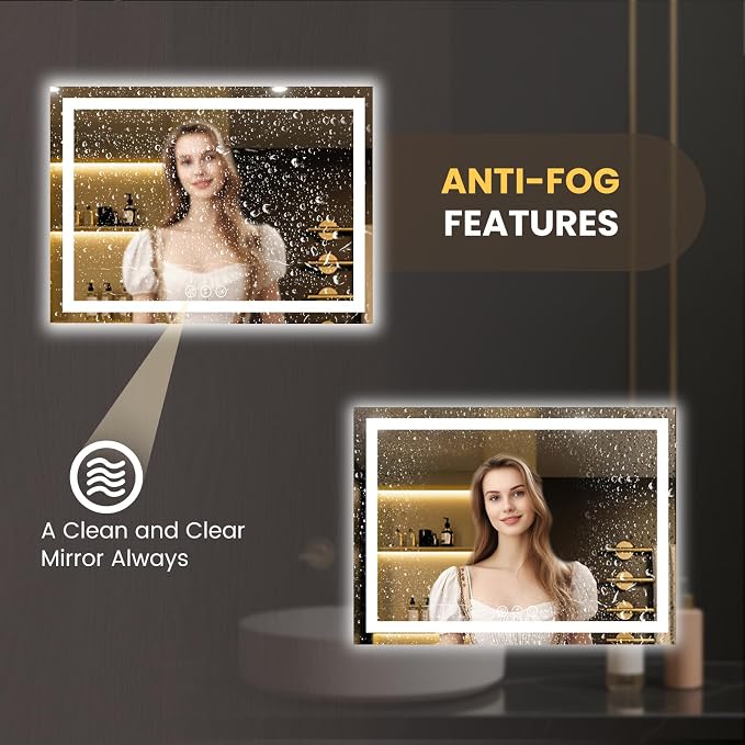 LOAAO 52"x36" LED Bathroom Mirror - Image 4