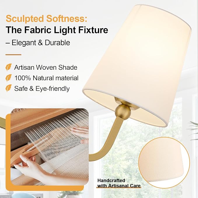 MOKATNG Bathroom Light Fixtures, 2-Light Brushed Gold Vanity Lights, Bathroom - Image 4