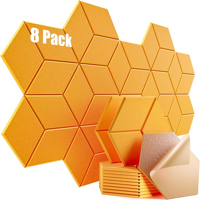 8 Pack Self-Adhesive Acoustic Panels 12" X 10" X 0.4" -Sound Proof Foam Panels by Dailycooper