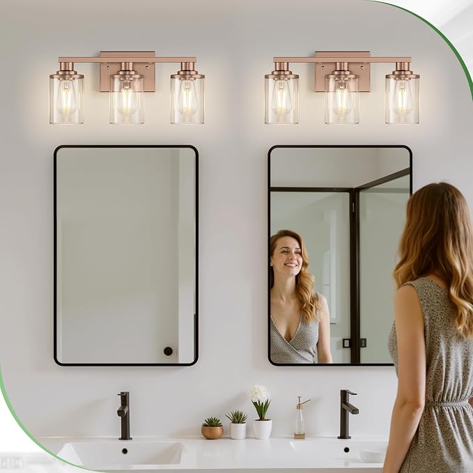 DORESshop 17 Inch Bathroom Light Fixtures, 3-Light Antique Patina Bathroom - Image 7