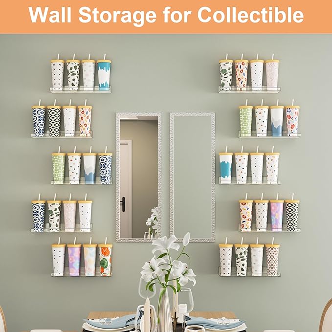 upsimples 8 Pack Acrylic Shelves Wall Organizer and Storage, Toy Cars, Kids - Image 7