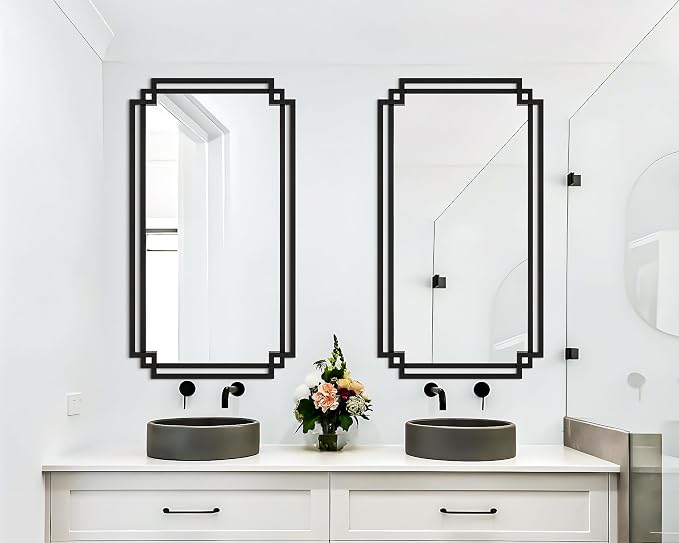 24" x 47" Large Black Mirror for Wall Decor, Elegant Living Room Mirror - Image 8