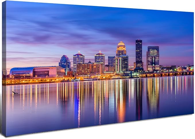Louisville Skyline Wall Art Kentucky Wall Decor Sunset Downtown Pictures by HOME