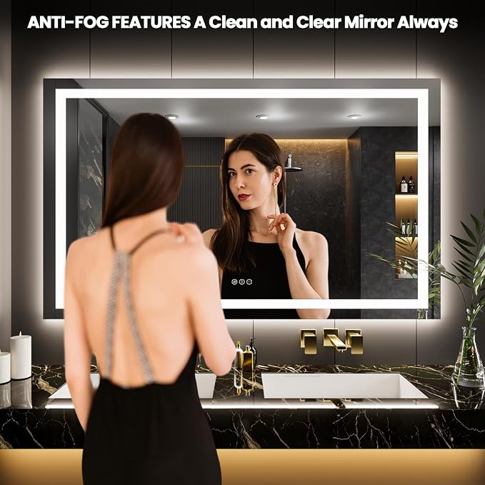 LOAAO 80"X40" LED Mirror for Bathroom, Lighted Bathroom Mirror - Image 2