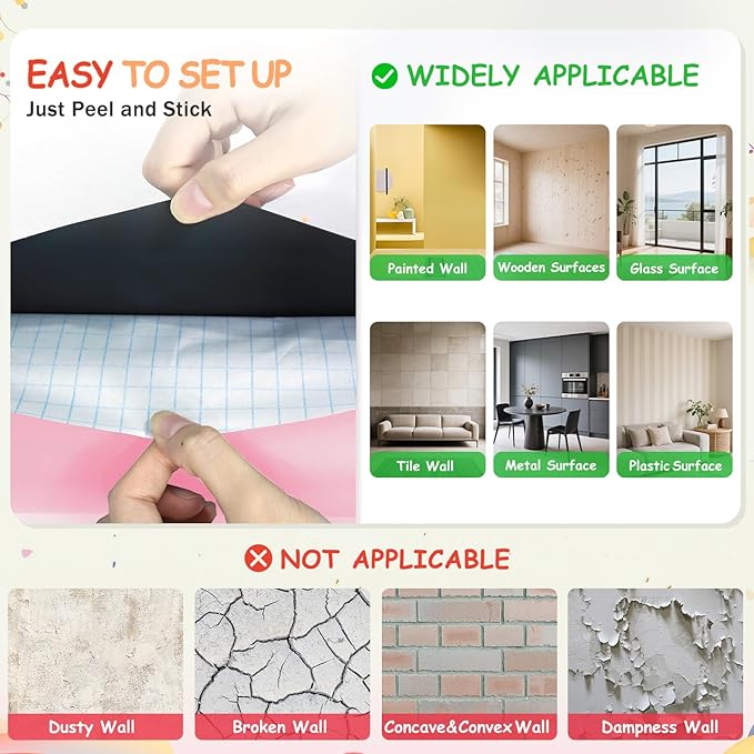 Magnetic Wall Decal 39.3x17.5 Inch Pink Color Magnetic Wall Decal Magnet Wall - Image 6
