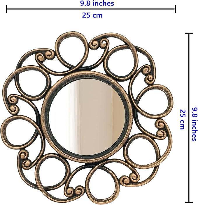 Retro Gold Mirrors for Wall Pack of 3. Round Mirrors. Decorative Mirrors.Small - Image 6