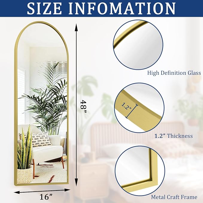 Arch Bathroom Wall Mirror, Metal Aluminum Frame Modern Simple Home Decor - Image 7