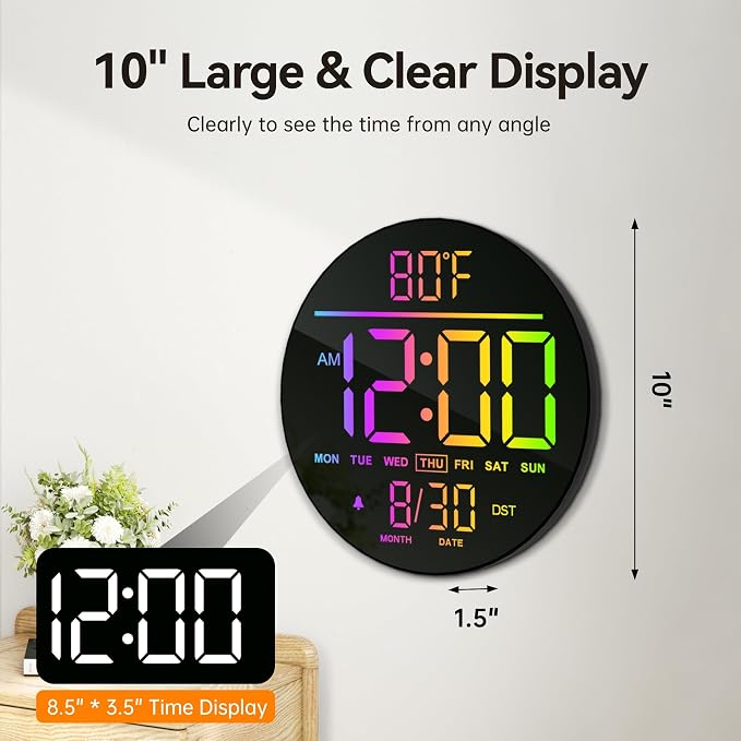 JALL 10" Large Digital Wall Clock - Image 5