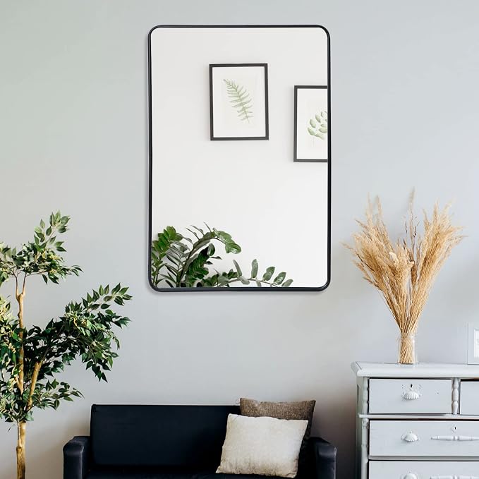 ZenStyle Black Metal Framed Rectangular Wall Mirror 24" x 36" Bathroom Mirror - Image 4