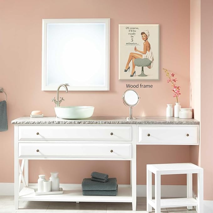 Boho Sage Green Bathroom Poster Vintage 70s Pin Up Girl Wall Art 24X36 inch - Image 5