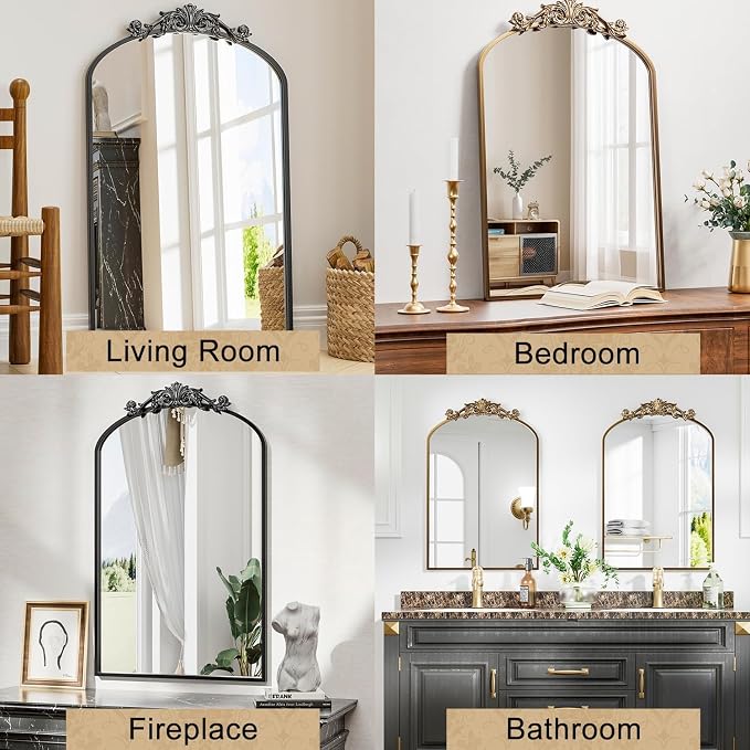 Dewfig Antique Arched Wall Mirror - Image 6