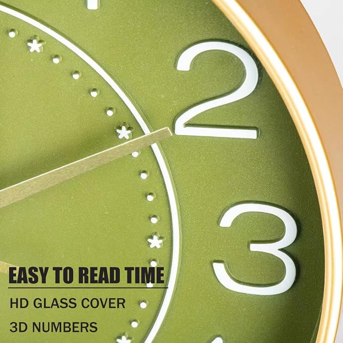 HZDHCLH Modern Wall Clocks Battery Operated, 10 inch Olive Green Clock - Image 4