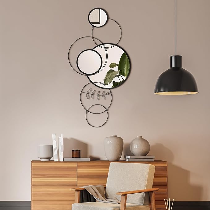 Hicarer Wall Mirror Decorative 41.34'' x 17.72'' Round Modern Metal Wall - Image 6