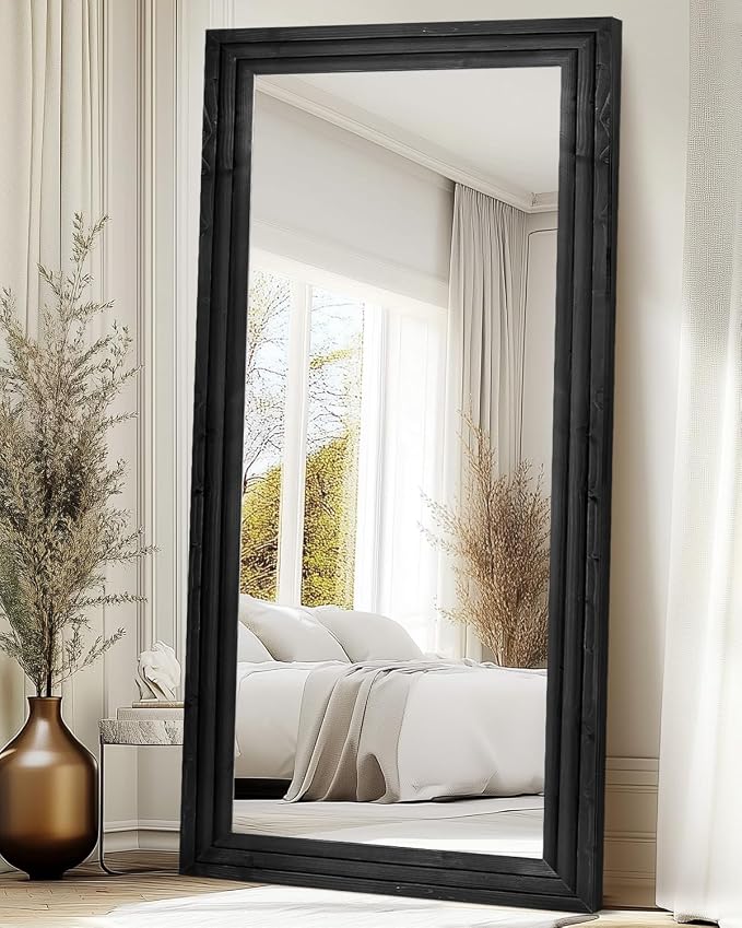 Full Length Mirror 76"x34" Solid Wood Frame Floor Large Mirror - Image 5