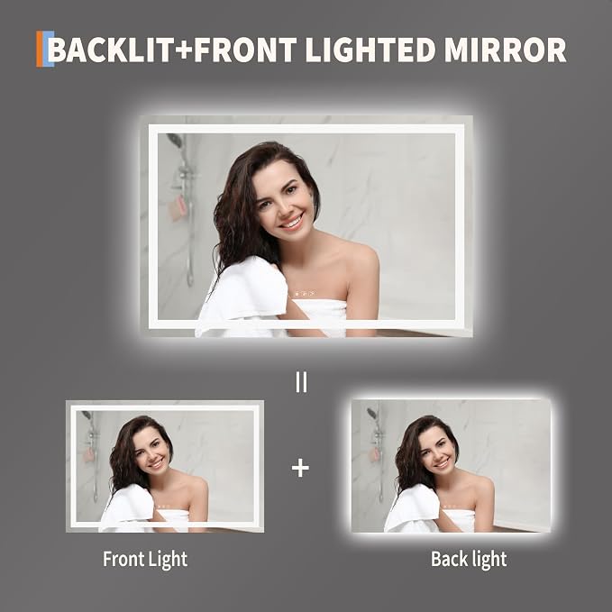 GarveeHome 45x30 LED Bathroom Mirror - Image 2