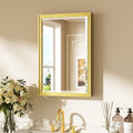 Keonjinn 16" x 24" Gold Bathroom Mirrors, Brushed Gold Framed Mirror, Beveled by Keonjinn
