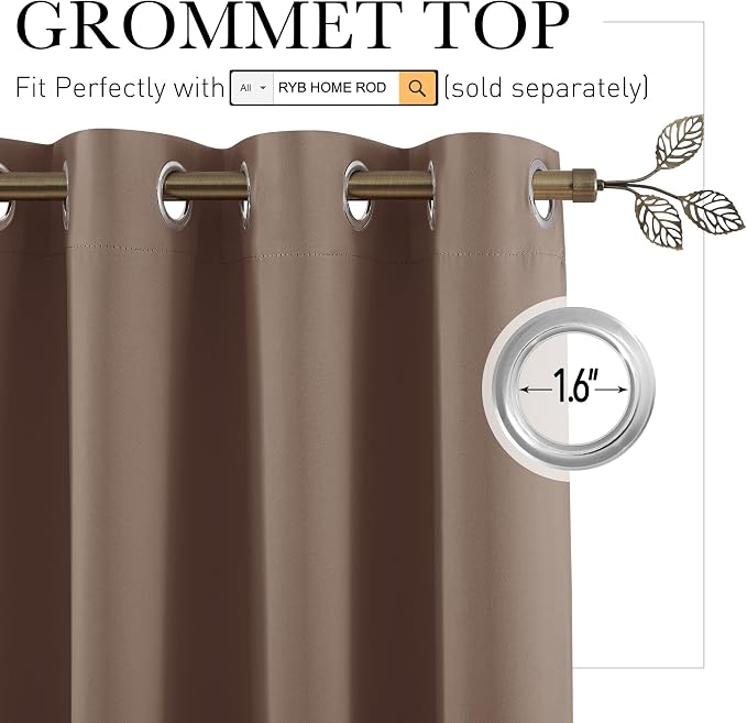 RYB HOME Extra Wide Curtains for Divider Room Separation Soundproof Temporary - Image 2