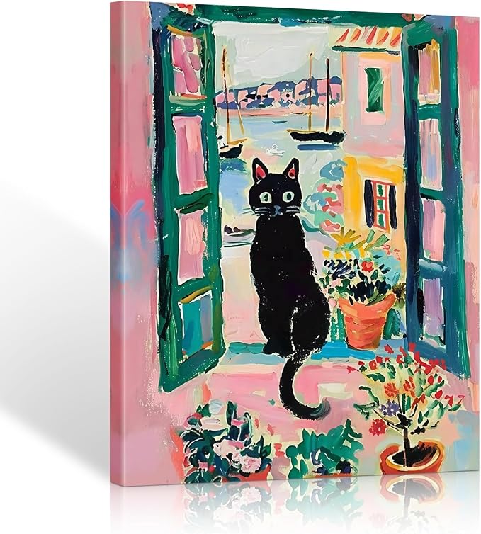 ALMLZL Henri Matisse Prints Open Window Black Cat Wall Art Modern Artwork Still by ALMLZL