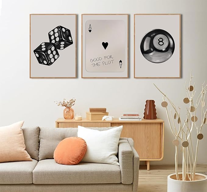BOKPEN 3Pcs Black and White Poker Dice Wall Art Funky Retro Y2K Trendy Preppy - Image 4