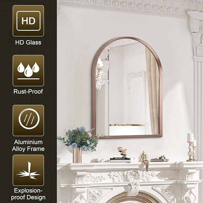 Arch Bathroom Mirror, Arched Vanity Wall Mirror Metal Frame Home Decor - Image 6