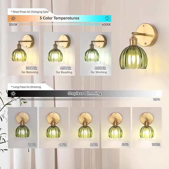 Shenmoyl Battery Operated Vintage Wall Sconces - Image 6