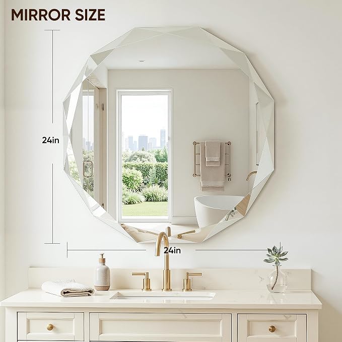 Suidia Bathroom Mirror, Frameless Bathroom Mirror - Image 2