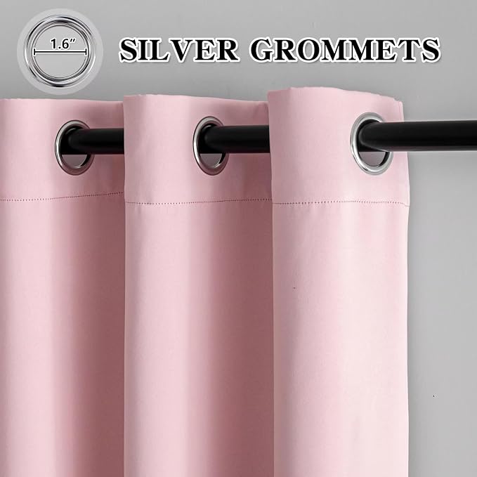 IGEMAEVE Blush Pink Curtains 84 Inch Length 2 Panels Set, Light Filtering - Image 3