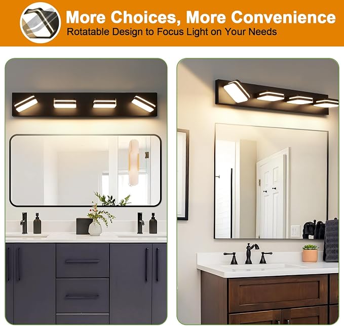 Torondo 360° Rotate LED Bathroom Vanity Light Fixtures, 1600LM Acrylic Matte - Image 6