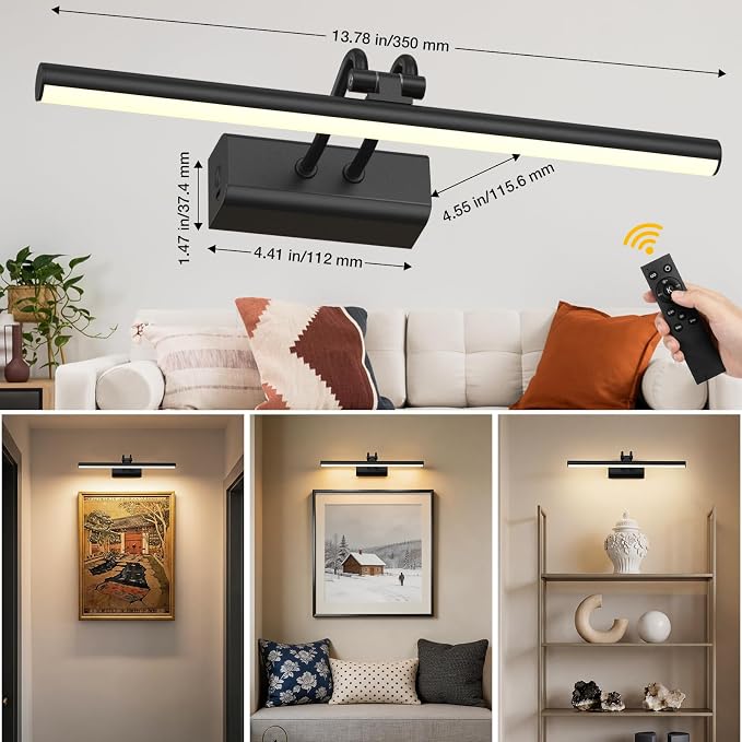 Battery Operated Picture Light for Wall, Wall Light for Living Room, 4000 mAh - Image 2