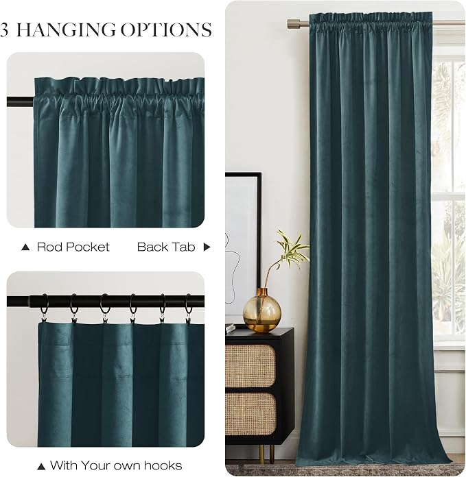 NICETOWN Greyish Blue Velvet Curtains and Drapes, Thermal Insulated Soft Window - Image 5