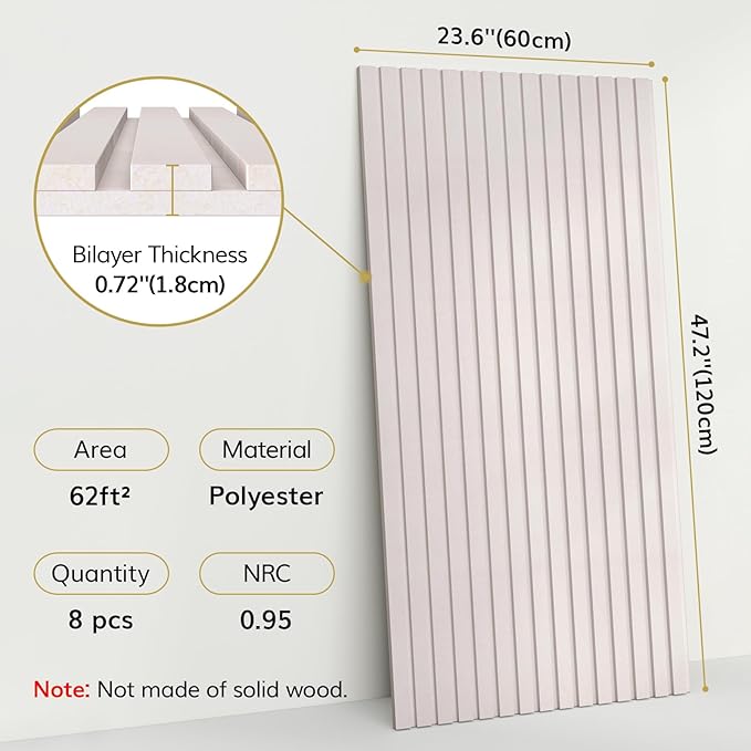 TONOR 8-Pack Bilayer Acoustic Panels Large Self-adhesive, 47.2'' * 23.6'' * - Image 2