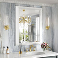 Amorho Bathroom Mirror, 24 X32 Inch White Thick Metal Framed Wall Mirrors by Amorho