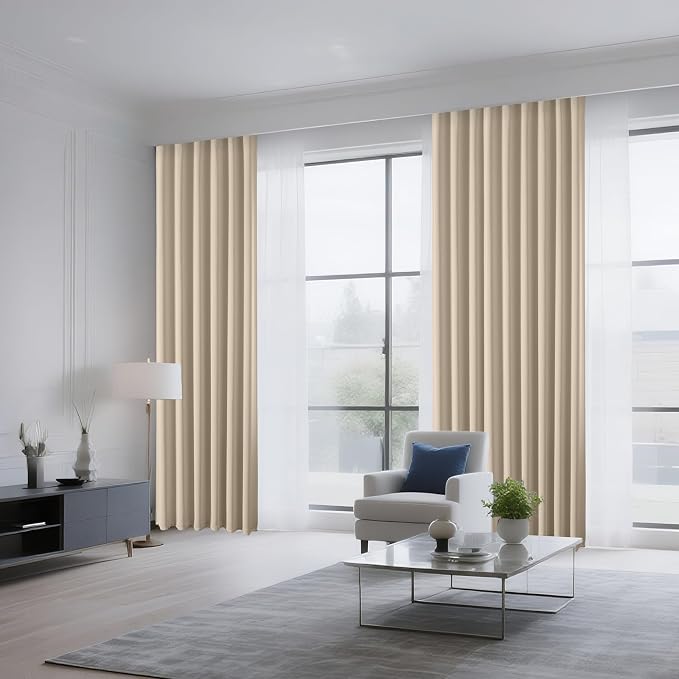 CUCRAF Light Beige Blackout Curtains 63 inch Length 2 Panels Set, Rod Pocket - Image 8