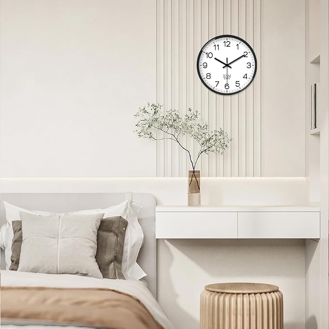 XNM Minimalist Wall Clocks Battery Operated 12 Inch Classic White Analog Wall - Image 5