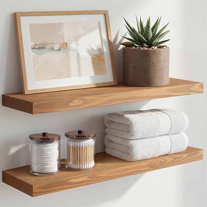 Homeforia 24 inch Golden Oak Floating Shelf, High End Solid Real Wood 24inch by Homeforia