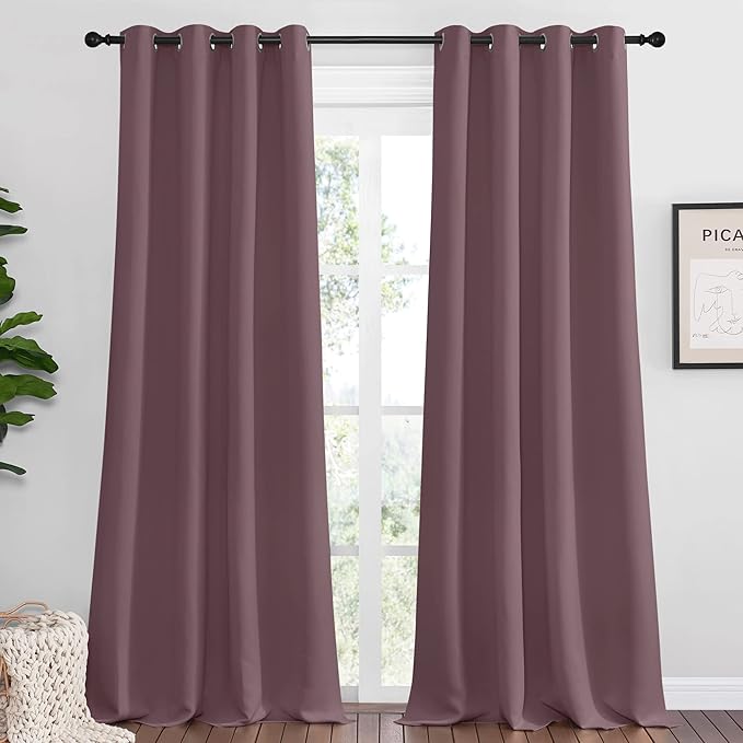 NICETOWN Dry Rose Blackout Curtains 120" Long by NICETOWN