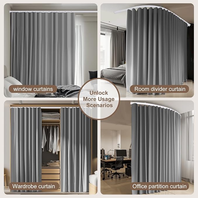MaKefeile Room Divider Curtains & Flexible Bendable Tracks Set, Privacy - Image 6
