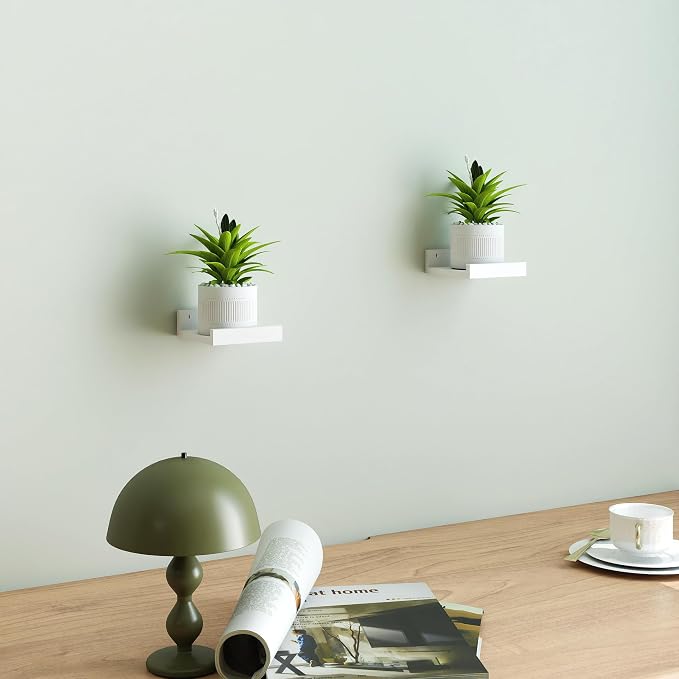 Small White Floating Shelves for Wall Decor, Wall Mounted Wood Shelf for Bedroom - Image 2