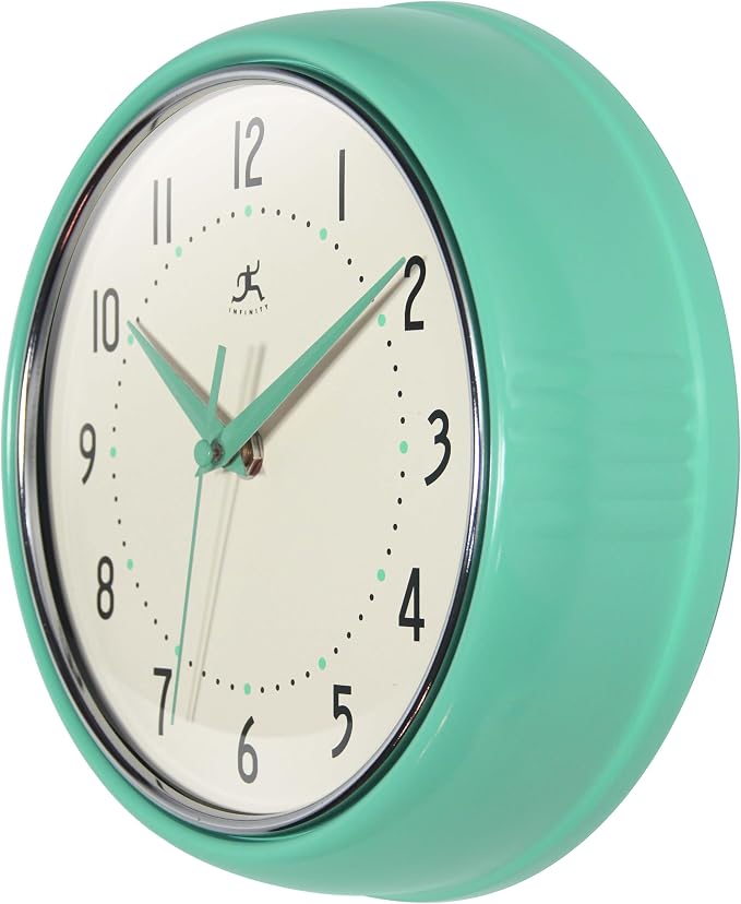 Infinity Instruments LTD. Retro 9 inch Silent Sweep Non-Ticking Mid Century - Image 2