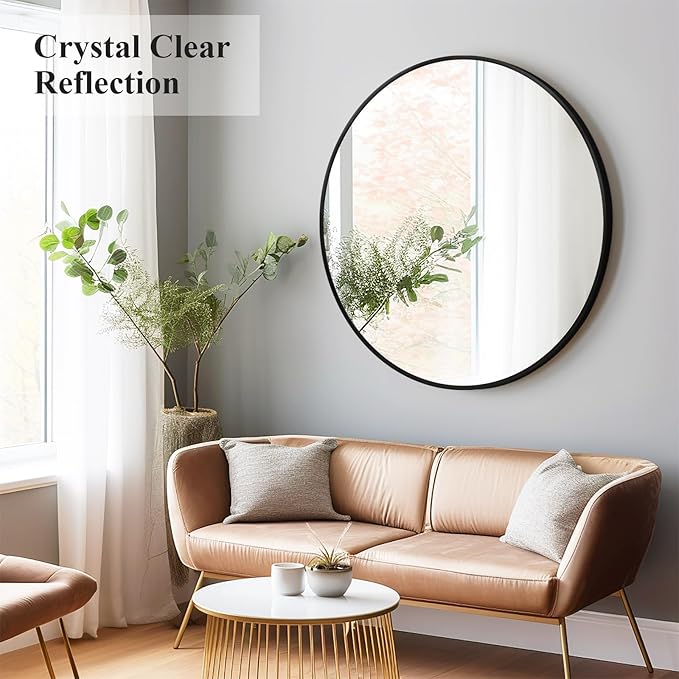 Fabuday Black Round Mirror for Wall 26 inch - Image 4