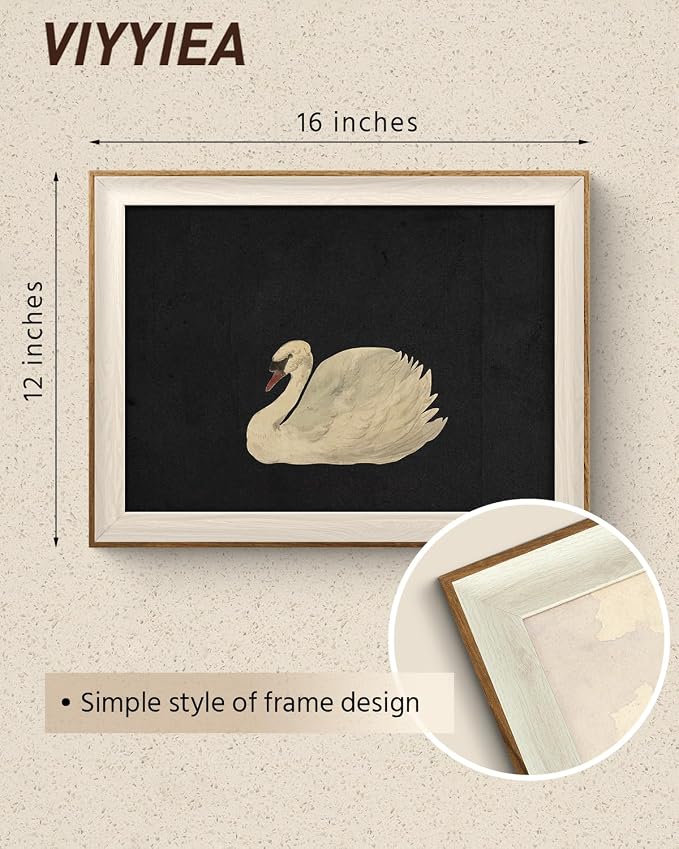 VIYYIEA Framed Wall Art for Living Room, Swan Art Canvas Prints, Vintage Home - Image 2