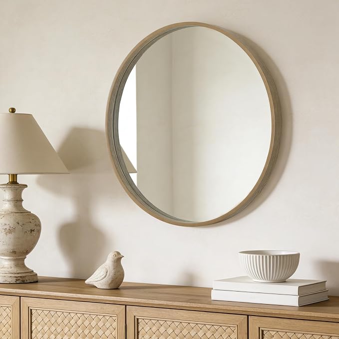 WallBeyond Round Wood Mirror 28" Circle Wall Mirror - Image 3