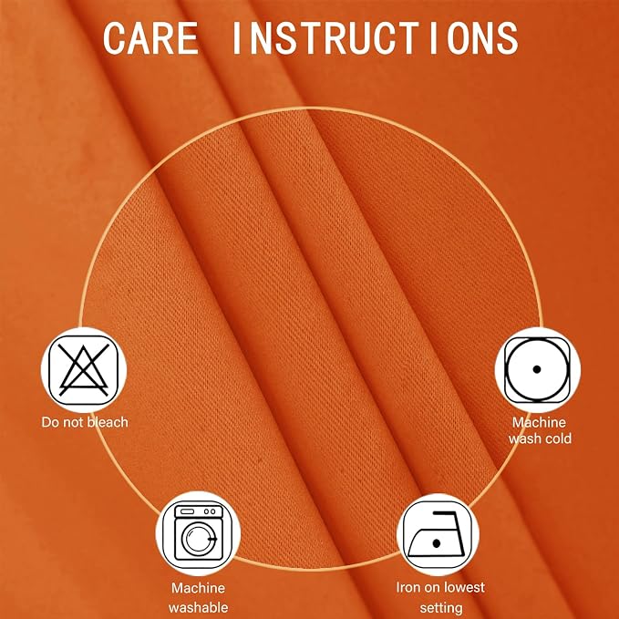 LEMOMO Blackout Curtains 52 x 120 Inch Long Orange Curtains Set of 2 Panels - Image 4