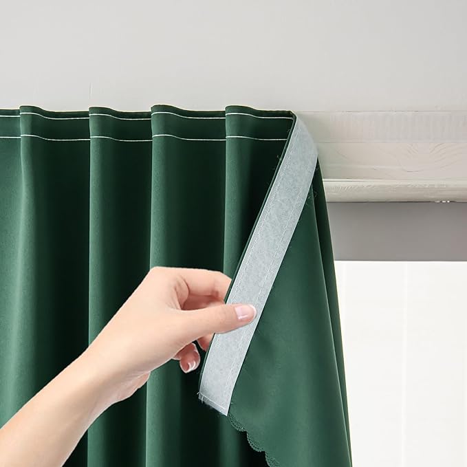 Thermal Blackout Curtains with Self-Adhesive Tape, No Rod No Drill Easy Install by Sovtfides