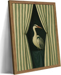 Framed Bird Wall Art, Elegant Heron Canvas Print, Vintage Coastal Bird Wall by Unknown