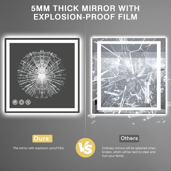 Memobarco LED Bathroom Mirror 24"x 24" - Image 7
