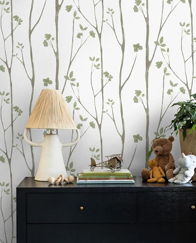 Timeet Green White Leaf Floral Boho Wallpaper 16" x 393.7" Self-Adhesive - Image 3