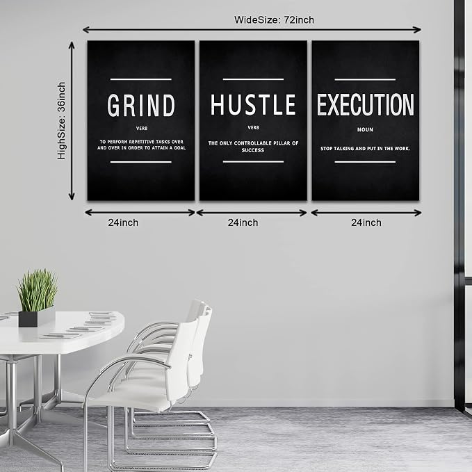 Large Office Painting, Grind Hustle Execution Motivational Poster Entrepreneur - Image 6