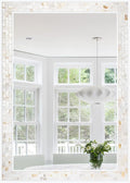 Wall Mounted Mosaic Mirror 30x40 Inch, Natural Mother of Pearl Inlay White by DUQIMOWALLMIRRORS